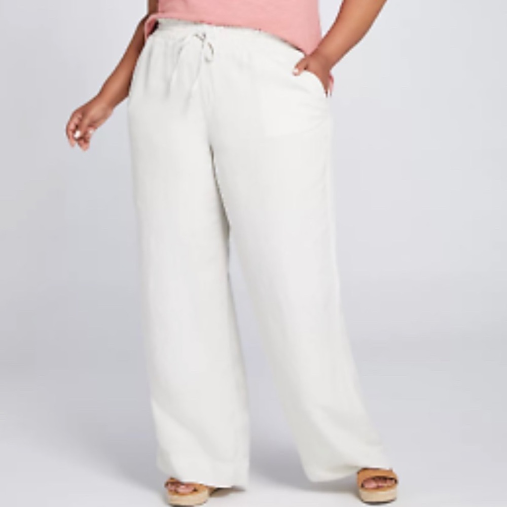 Lane Bryant Tan Wide leg linen Pants Size 22/24